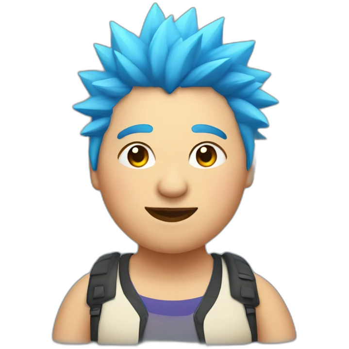 Older fat lesbian Chilean very short spiky bright blue hair emoji
