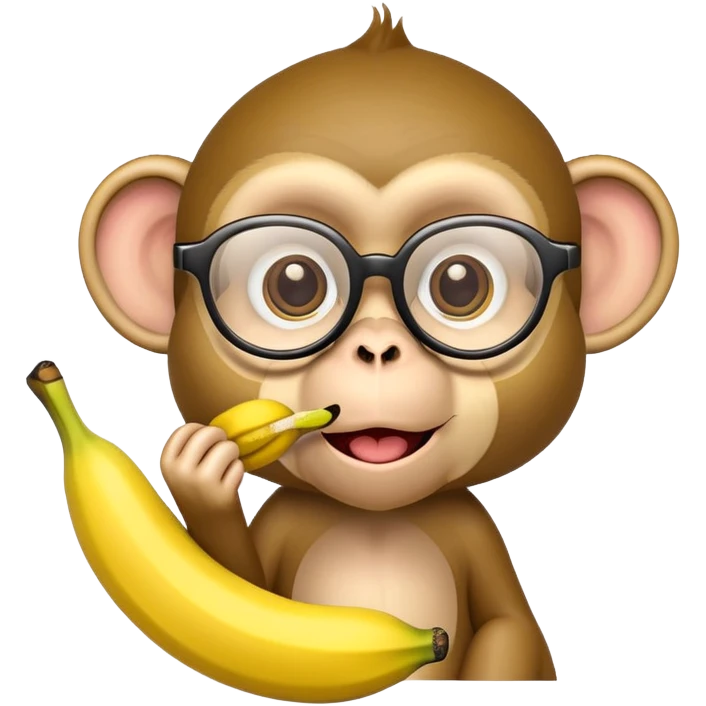monkey with glasses eating a banana  emoji