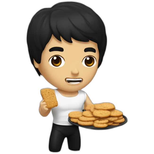 Bruce Lee comiendo galletitas emoji