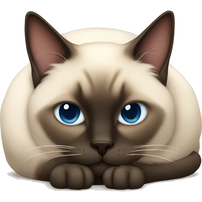fluffy siamese cat curled up sleeping emoji
