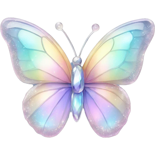 Pastel sparkly iridescent glass crystal butterfly emoji