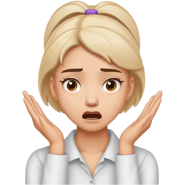 A girl holding her neck with hands and making confused face reaction emoji
