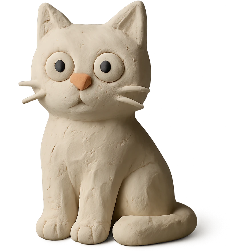 white cat in claymation style emoji