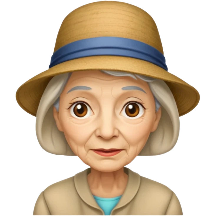 elderly woman with hat emoji