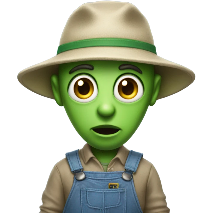 Alien In farmer overalls emoji