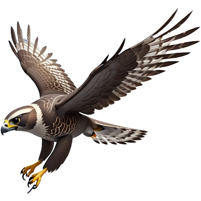 cinematic-falcon-realistic-full-body-diving-emoji,-sleek-aerodynamic-frame-plummeting-through-the-air-with-lightning-speed,-razor-sharp-talons-poised-for-the-strike,-feathered-wings-angled-for-maximum-precision,-keen-dark-eyes-locked-onto-its-prey,-patterned-grey-and-white-feathers-glinting-in-the-sun,-simplified-yet-realistic-focused-features,-highly-detailed,-glowing-with-a-sharp-intense-aura emoji