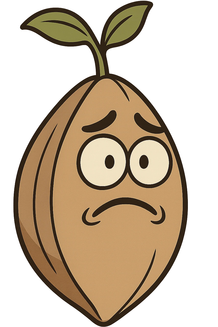 cartoon style illustration of a single plant seed, simple and clear emoji