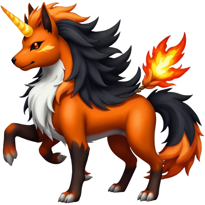 Shiny Exotic Gothic Rapidash-Houndoom-Arcanine-Pokémon-Fakémon-hybrid-creature emoji