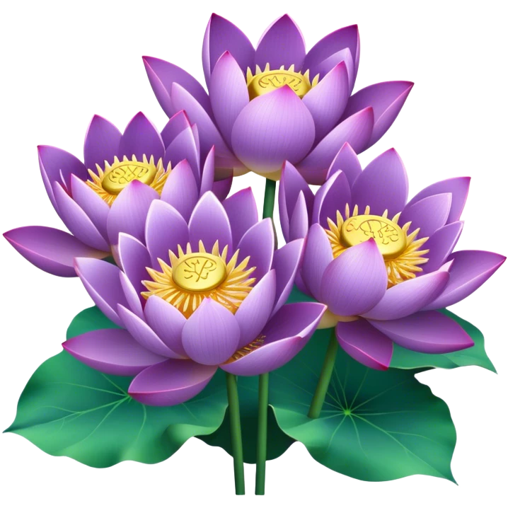 bouquet Purple Lotus,stem, Lotus leaf emoji