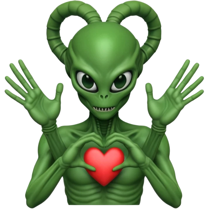 xenomorph from the movie Alien making heart sign with hands emoji