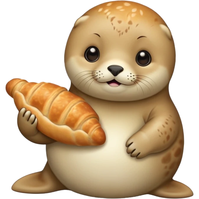 Baby seal holding a croissant emoji