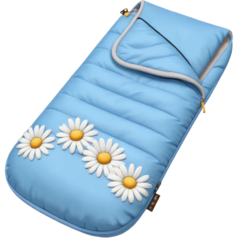 Light blue sleeping bag with daise emoji