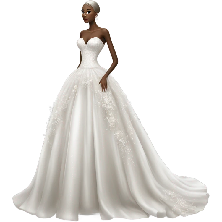 Hyper Realistic detailed high fashion Wedding dress displays emoji