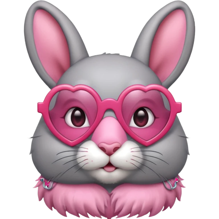 Gray bunny wearing heart-shaped glasses. emoji