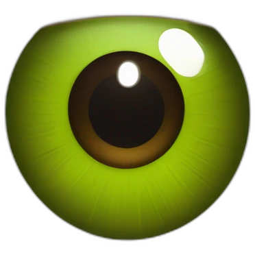 Un œil vert et un œil marron sur un visage de poupée emoji