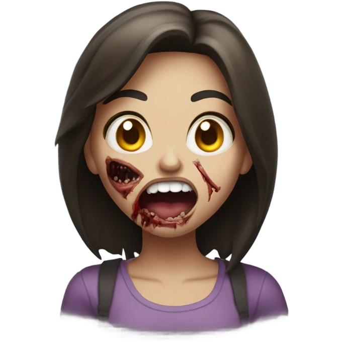 Zombie brunette girl with mouth open  emoji