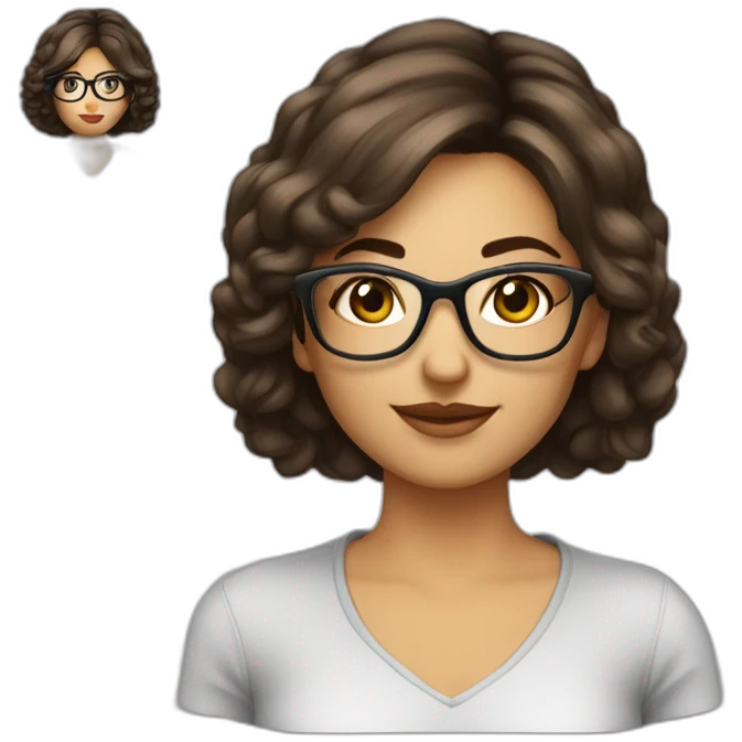 femme brune cheveux courts lunettes transparentes emoji