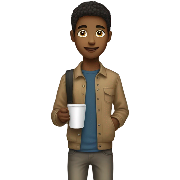 Full length teenager with cup emoji