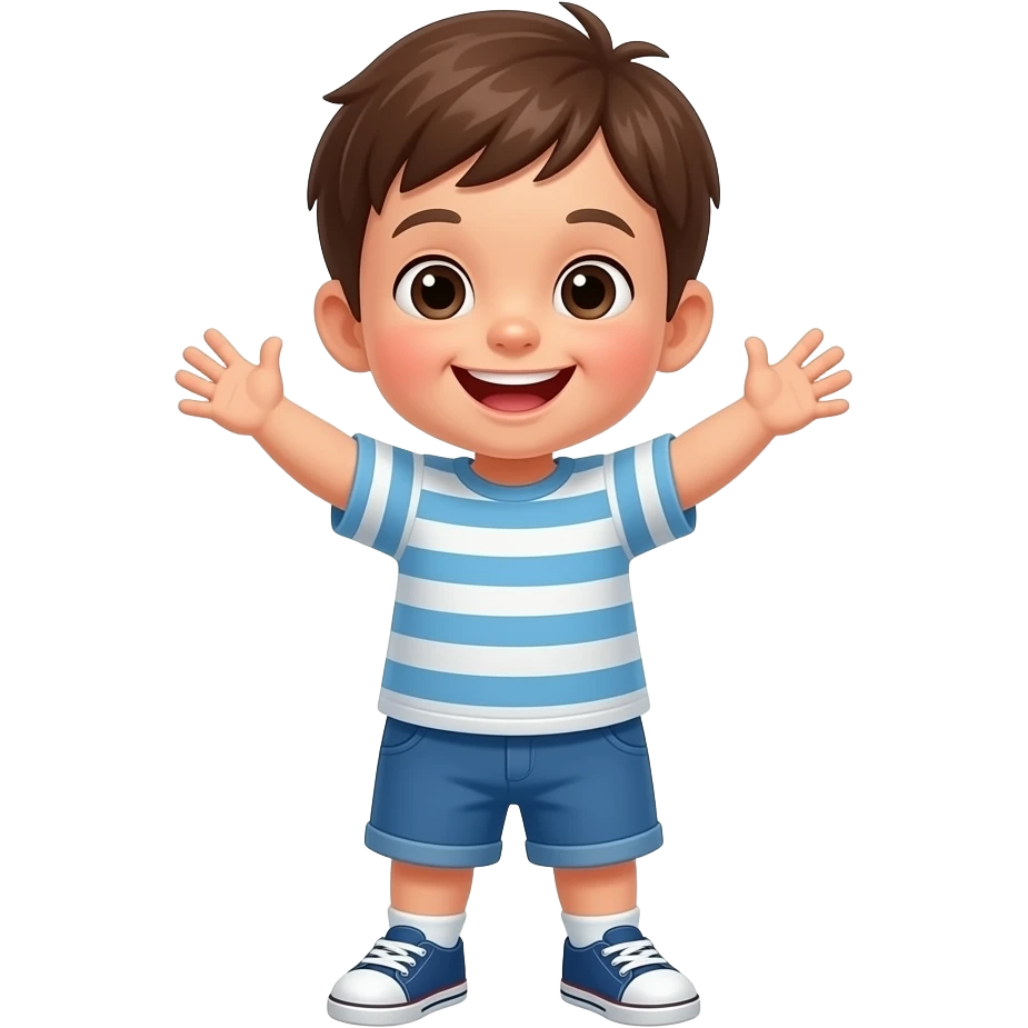 un postrecito con cara feliz, brazos, piernas y zapatitos emoji