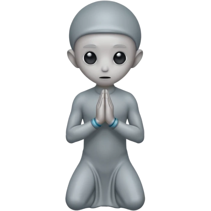 fullbody gray alien PRAYING STANDING emoji