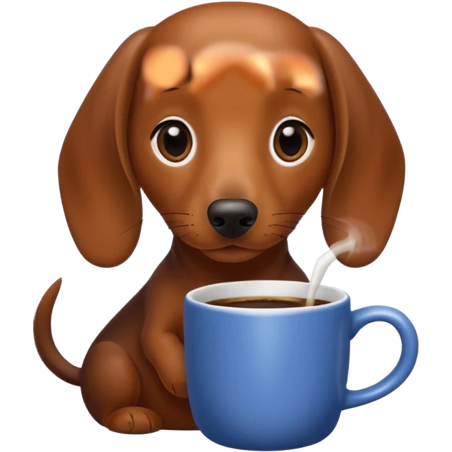 dachshund drinking morning coffee  emoji