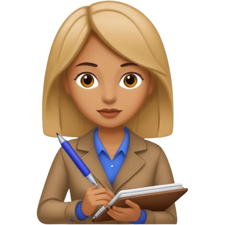 woman writing in a notebook with a pen emoji