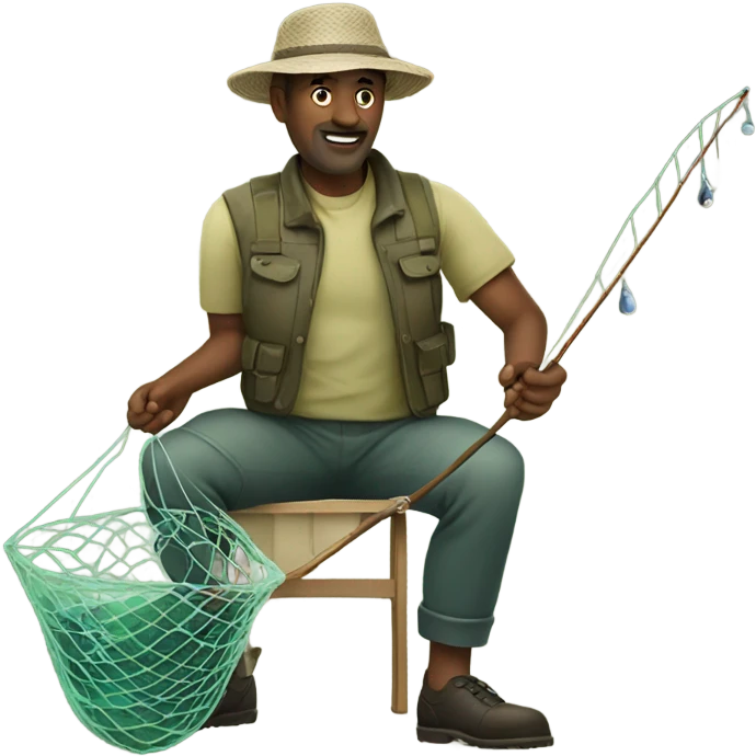 Man with fishing net  emoji