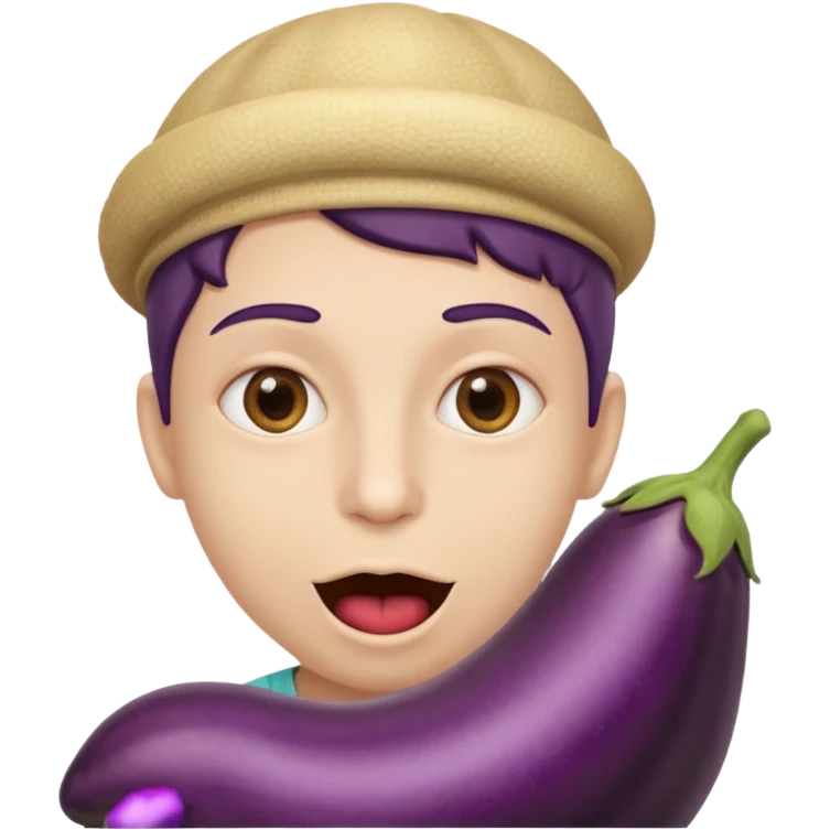sous le choc avec une aubergine dans la bouche emoji