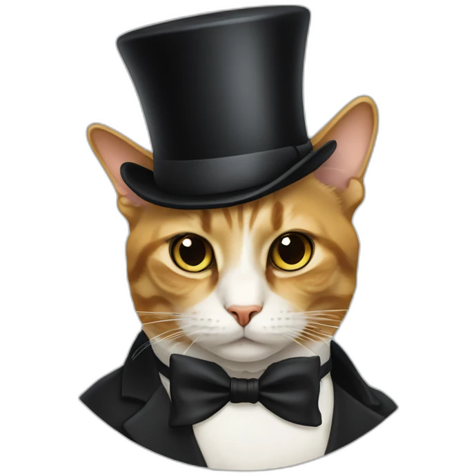 cat wearing bowtie, monocle, and tophat emoji