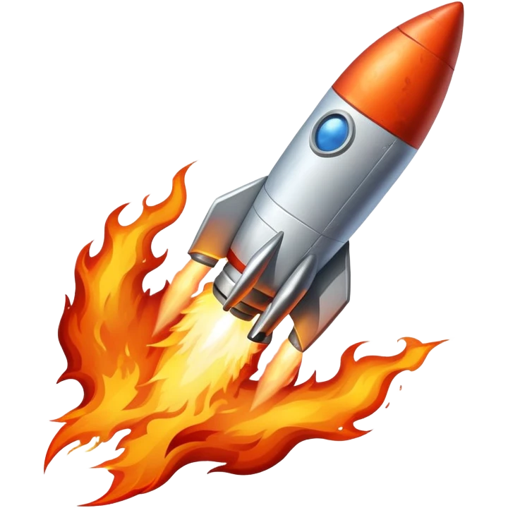 rocket with flames heading toward the moon emoji