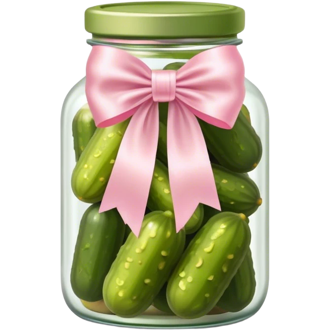 Jar of pickles with light pink bow emoji