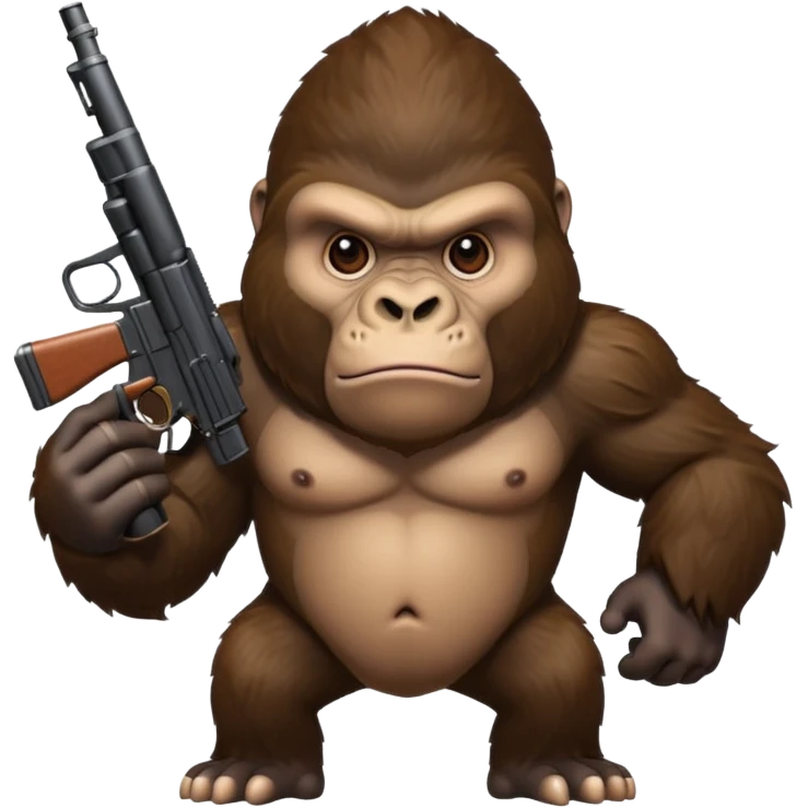 A mean gorilla holding a big gun emoji