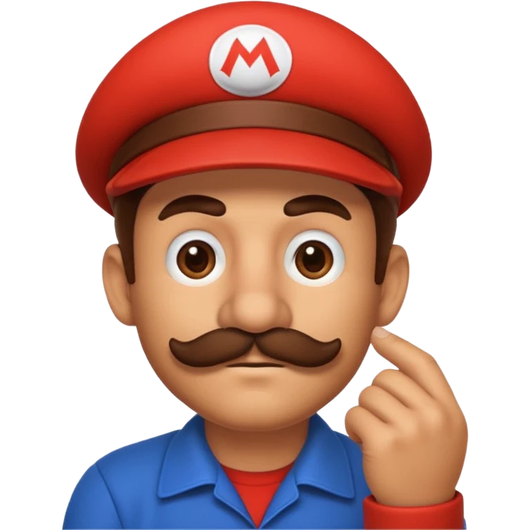 only mario's head thinking with his hand on his chin emoji