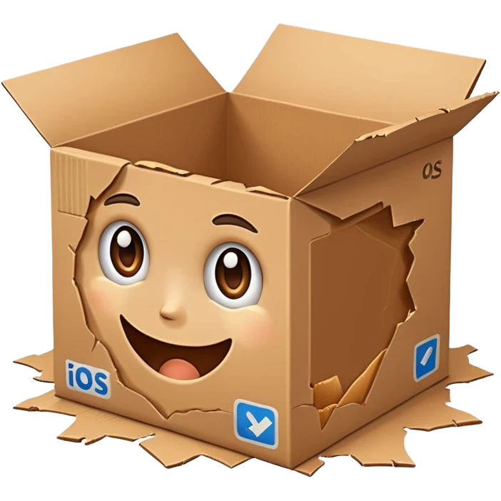 Generate a realistic emoji-style of a package being damaged emoji