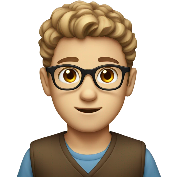 Jewish boy with sharp nose blue eyes square glasses and light brown hair  emoji