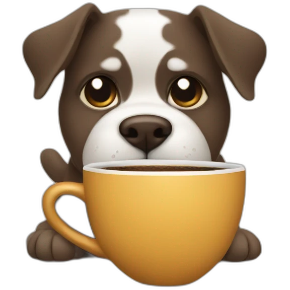 Dog drinking coffee emoji