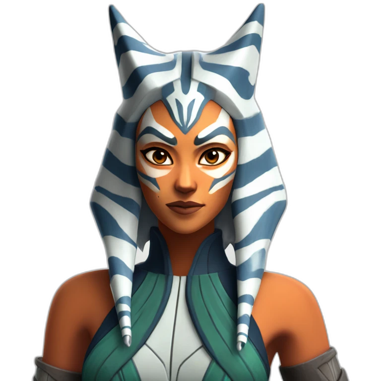 Sexy Ahsoka Tano posing (portrait, front facing, Apple iOS 17 style) (small horns) emoji