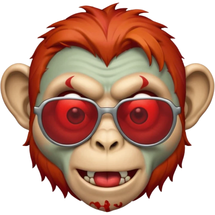 Zombie monkey with sun glasses and red hair and joker nose hungry  emoji