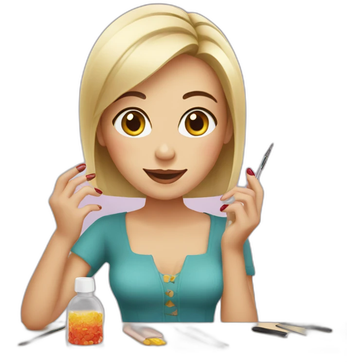 European woman makes a manicure  emoji