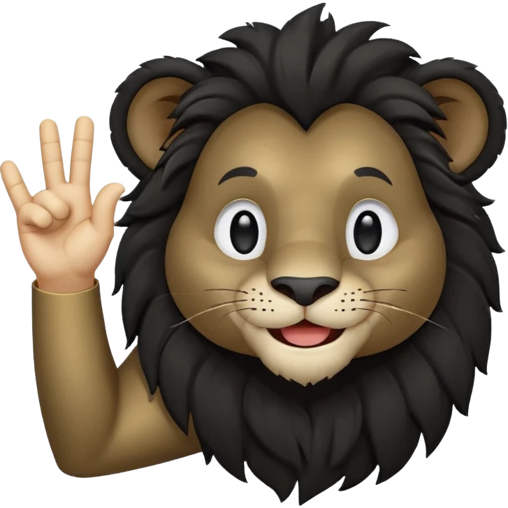 A cute black lion emoji in WhatsApp style, smiling and facing forward, making an OK hand gesture with his right hand and winking one eye. Flat design, soft gradients, rounded shapes, friendly expression, high contrast, clean vector look, centered on a transparent background. emoji