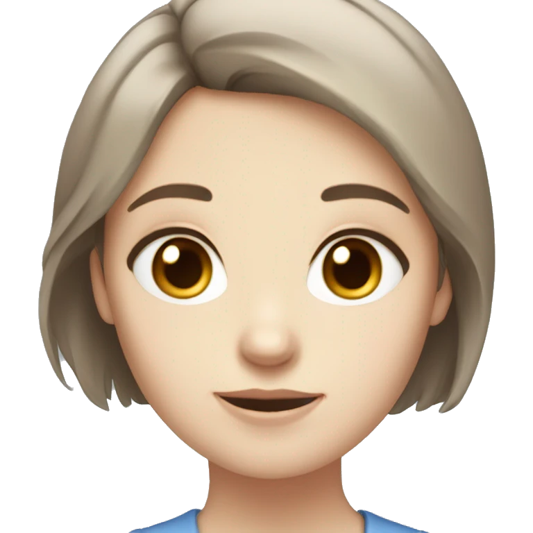 Brown hair blue eyes short hair white skin tone a girl  emoji