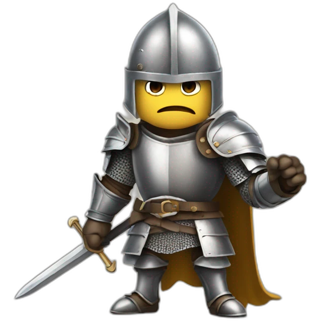 Angry knight pointing at the viewer saying "bonne visite" emoji