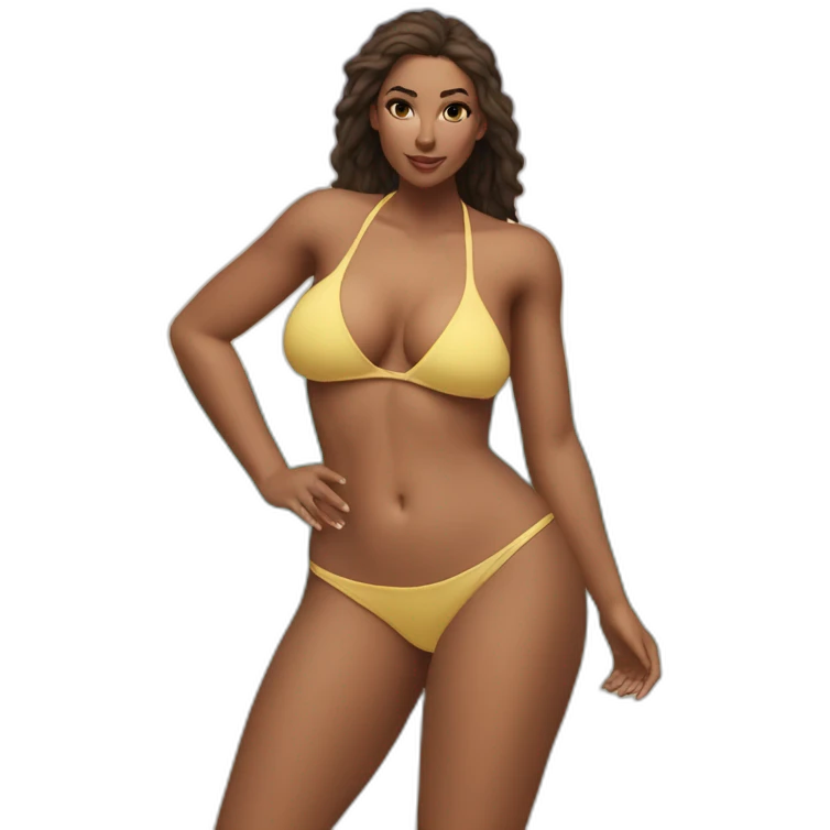 Slim-thicc Caucasian woman small bikini pose (beach body) emoji
