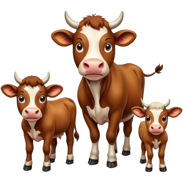 Famille une  Vache, un gros taureau et leurs veau  emoji
