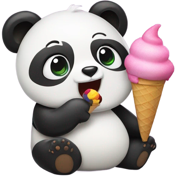 Panda eating ice cream emoji