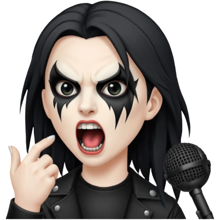 Black metal musician, screaming with mirophone emoji
