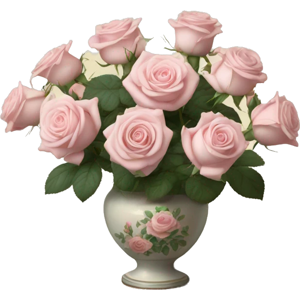 Pale pink roses in vintage vase emoji