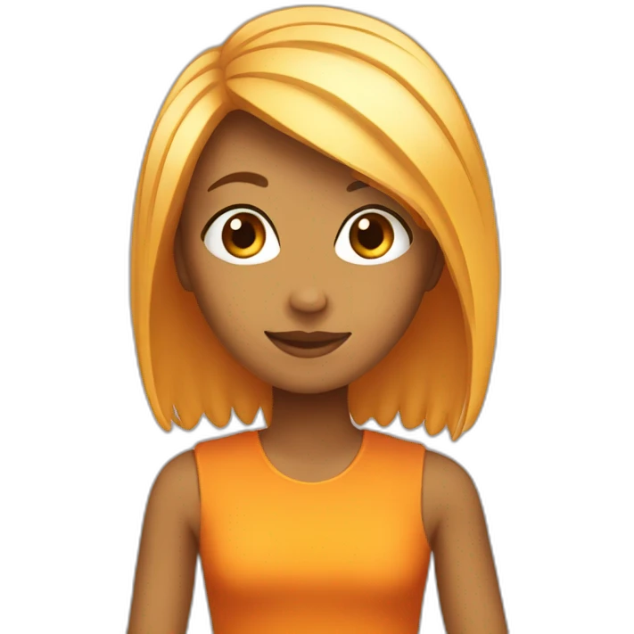 chica pelo largo naranja emoji