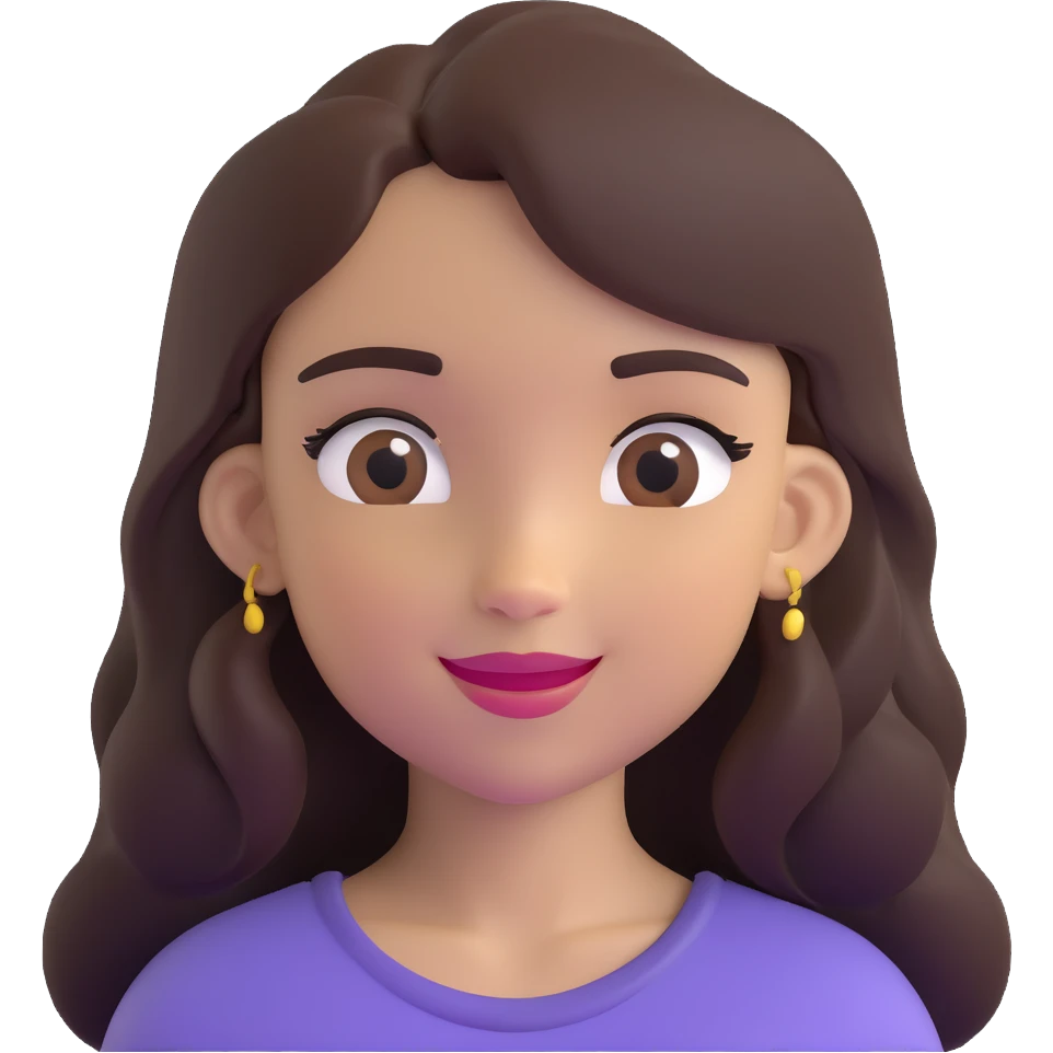 light skin brown girl with long dark brown hair and dark brown eyes, winking emoji