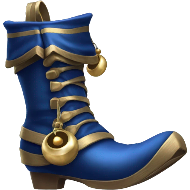 Realistic isolated dark blue elf boots with bells. emoji
